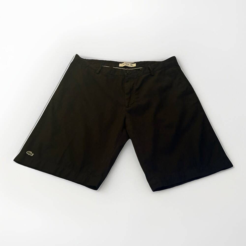 Lacoste Men's Black Shorts Casual Chino Flat Front Golf Summer Size 38